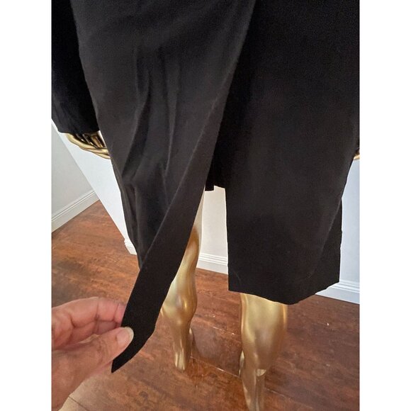 Theory Black Button zip Long Womens Trench Coat Academia Preppy Classic Split M - Picture 8 of 13